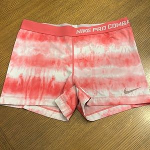 Nike Women’s XL Pink Tie-Dye Pro Combat Dri-fit Compression Shorts 16% Spandex